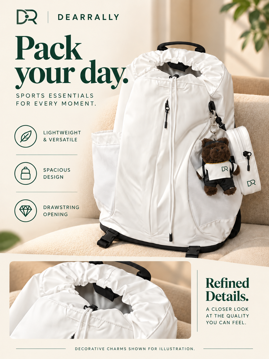 Dearrally 20 L tennis backpack - seat