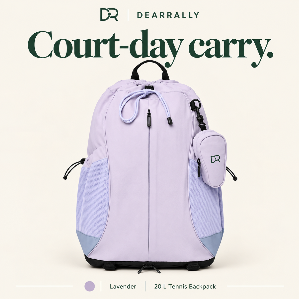 Dearrally 20 L tennis backpack, lavender color
