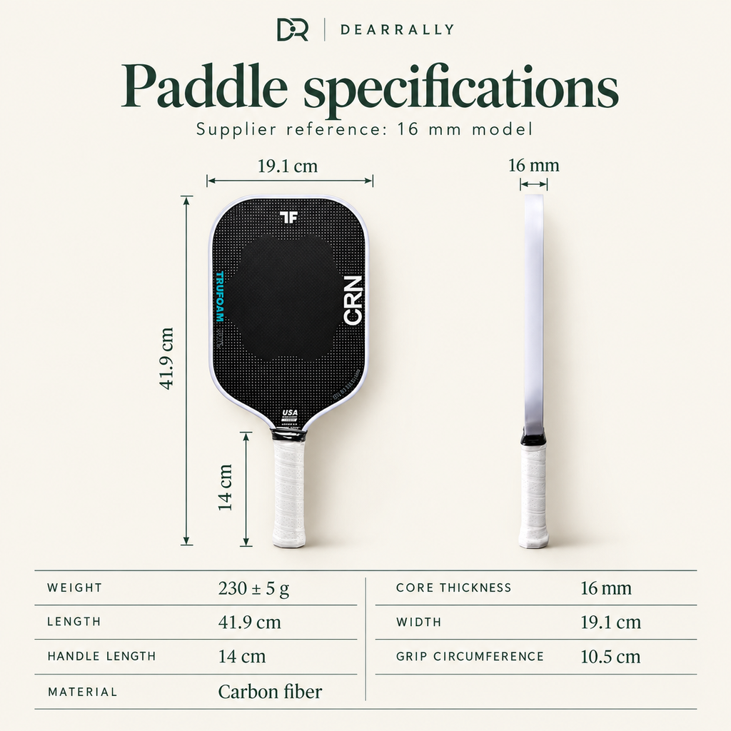 Dearrally T700 EPP foam core pickleball paddle - specifications