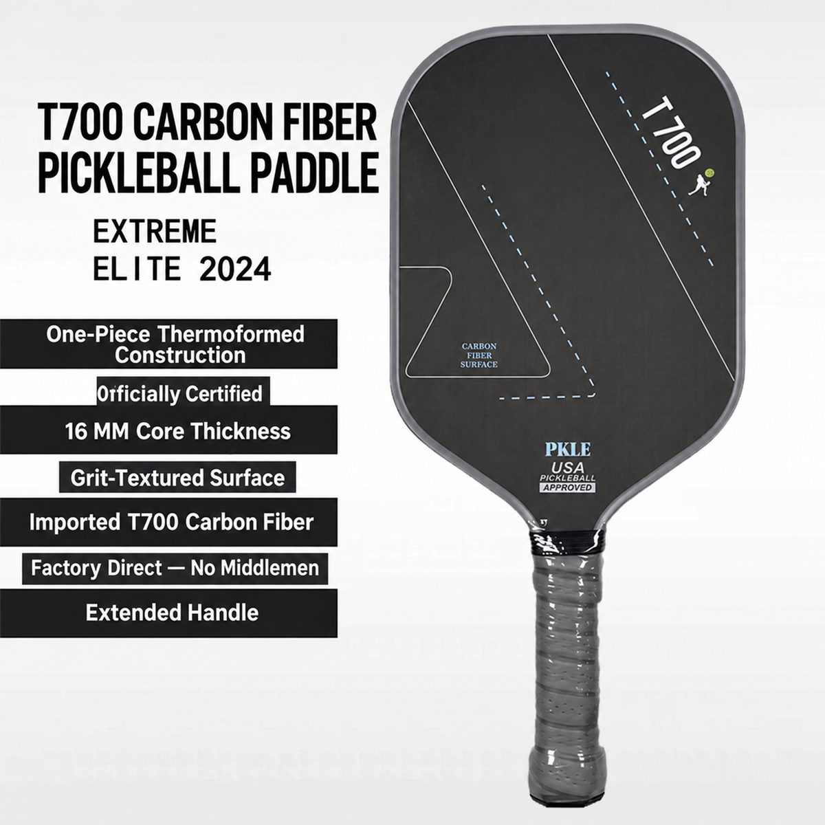 T700 carbon fiber pickleball paddle — English product details 11